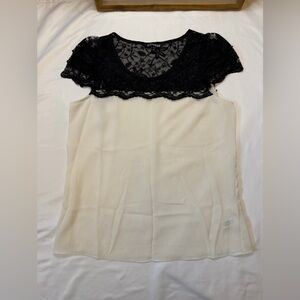 Express size small cream/ black lace blouse